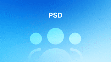 Baltos raidės "PSD" mėlyname gradiento fone su supaprastinta trijų žmonių piktograma šviesiai mėlyna spalva. | Sąskaita123 Baltos raidės "PSD" mėlyname gradiento fone su supaprastinta trijų žmonių piktograma šviesiai mėlyna spalva.