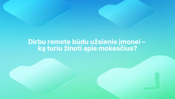 Mėlynas ir žalias fonas su baltu tekstu.